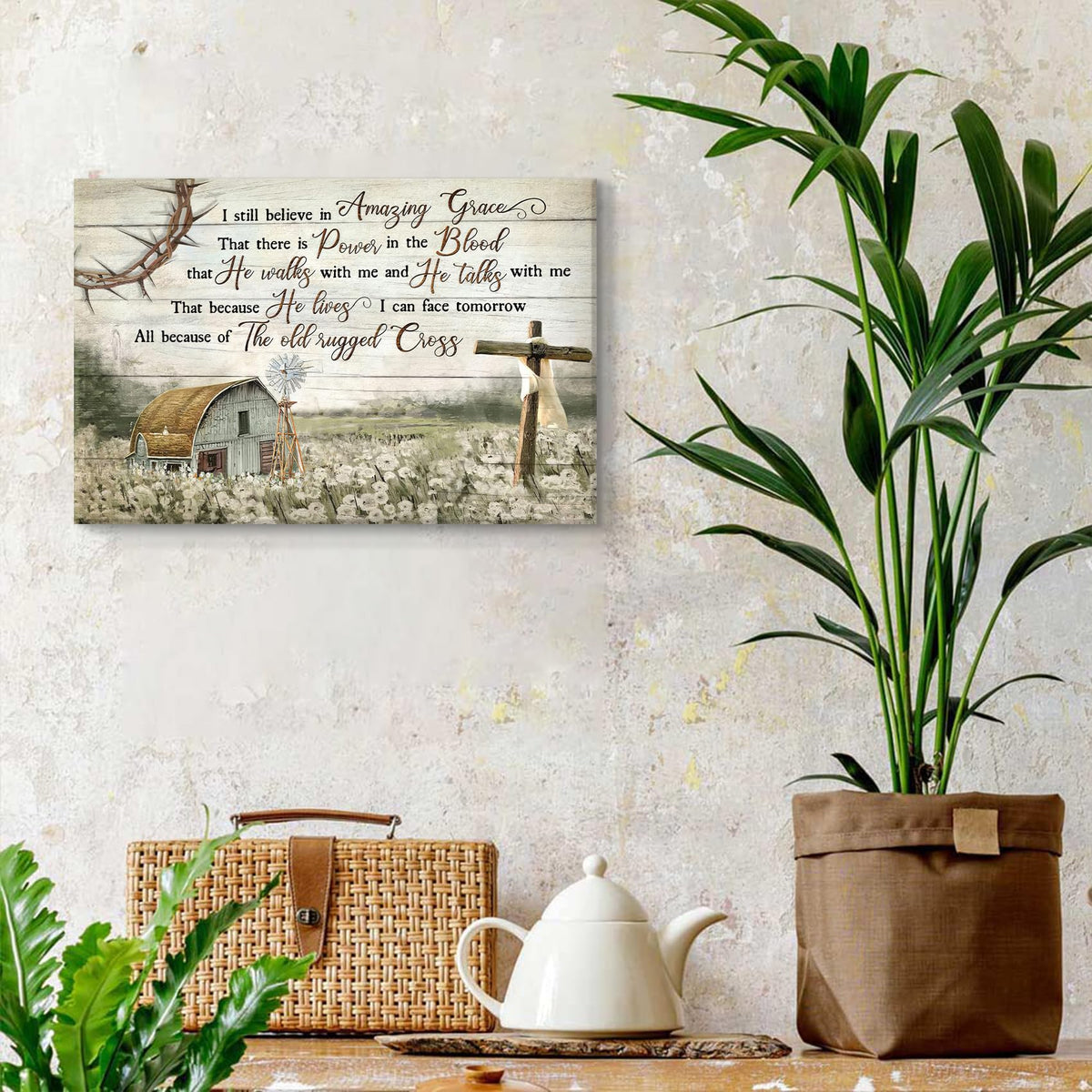 Christian Wall Art Barn Windmill Canvas Wall Decor Religious Wall Art I Still Believe In Amazing Grace Picture Print