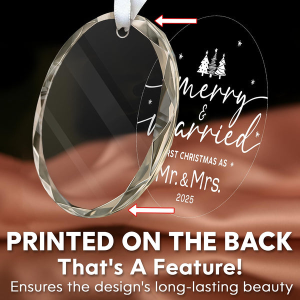 Wedding Gifts for Couples 2025 - First Christmas Married Glass Ornament, Mr and Mrs Gifts, Wedding Ideas for Newly Wed