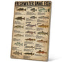 Fishing Gifts Vintage Freshwater Game Fish Knowledge Metal Sign for Man Cave, Boys Room