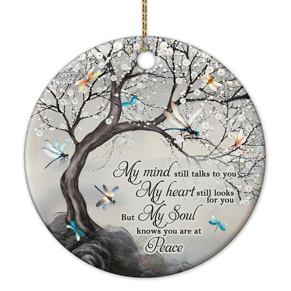 Dragonfly Memorial Ornament - Ceramic Remembrance Keepsake with Tree and Quote - Bereavement Sympathy Gift