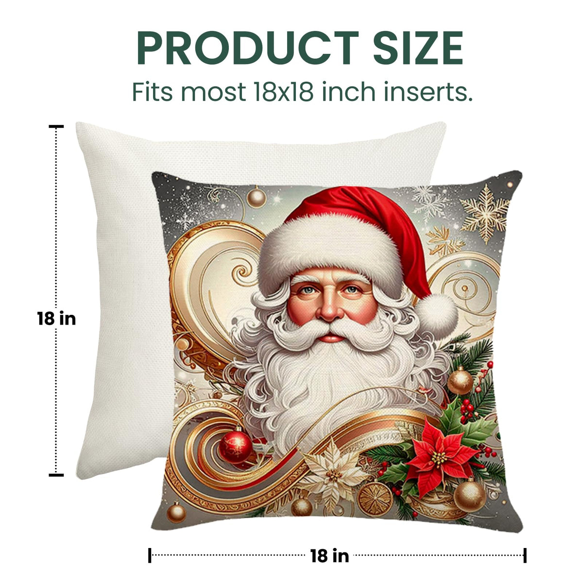 Christmas Throw Pillow Covers 18x18 Set of 4 Winter Holiday Decorative Pillowcase Reindeer Snowman