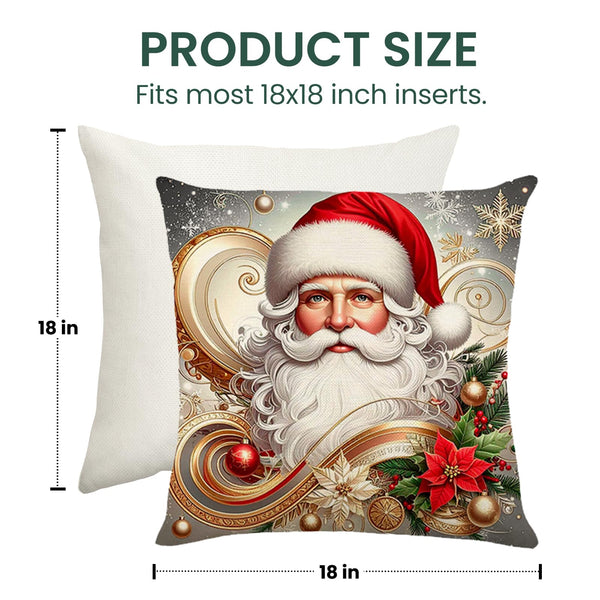 Christmas Throw Pillow Covers 18x18 Set of 4 Winter Holiday Decorative Pillowcase Reindeer Snowman