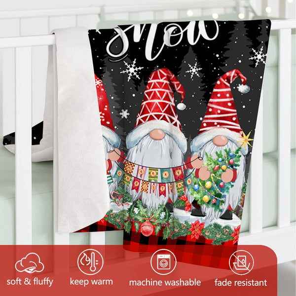 Christmas Blanket, Red Gnomes Christmas Throw Blanket, Xmas Home Decor, Soft Flannel Throw Blankets 50x60
