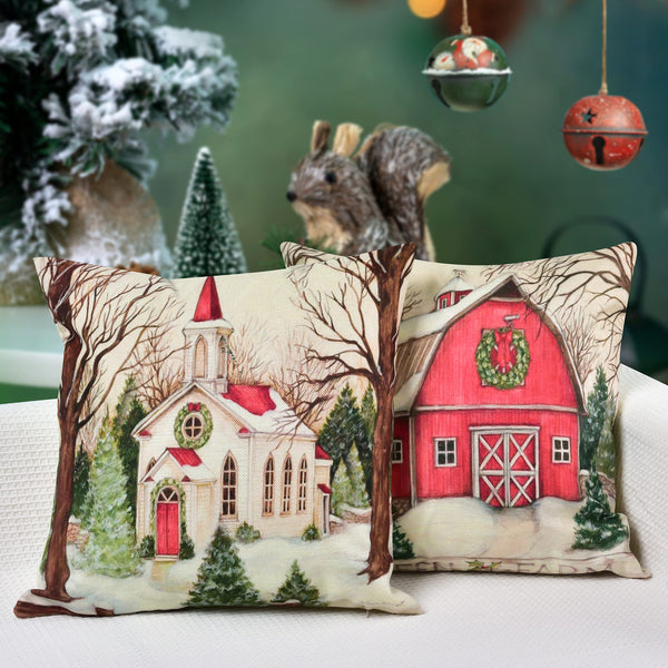 Set of 4 Christmas Decorations Christmas Pillow Covers 18 x 18 Inches Set of 4