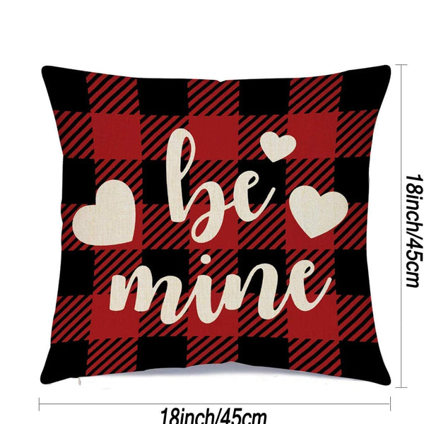 Valentines Day Pillow Covers 18x18 Inch Set of 4 Buffalo Plaid Farmhouse Decoration and Heart Love