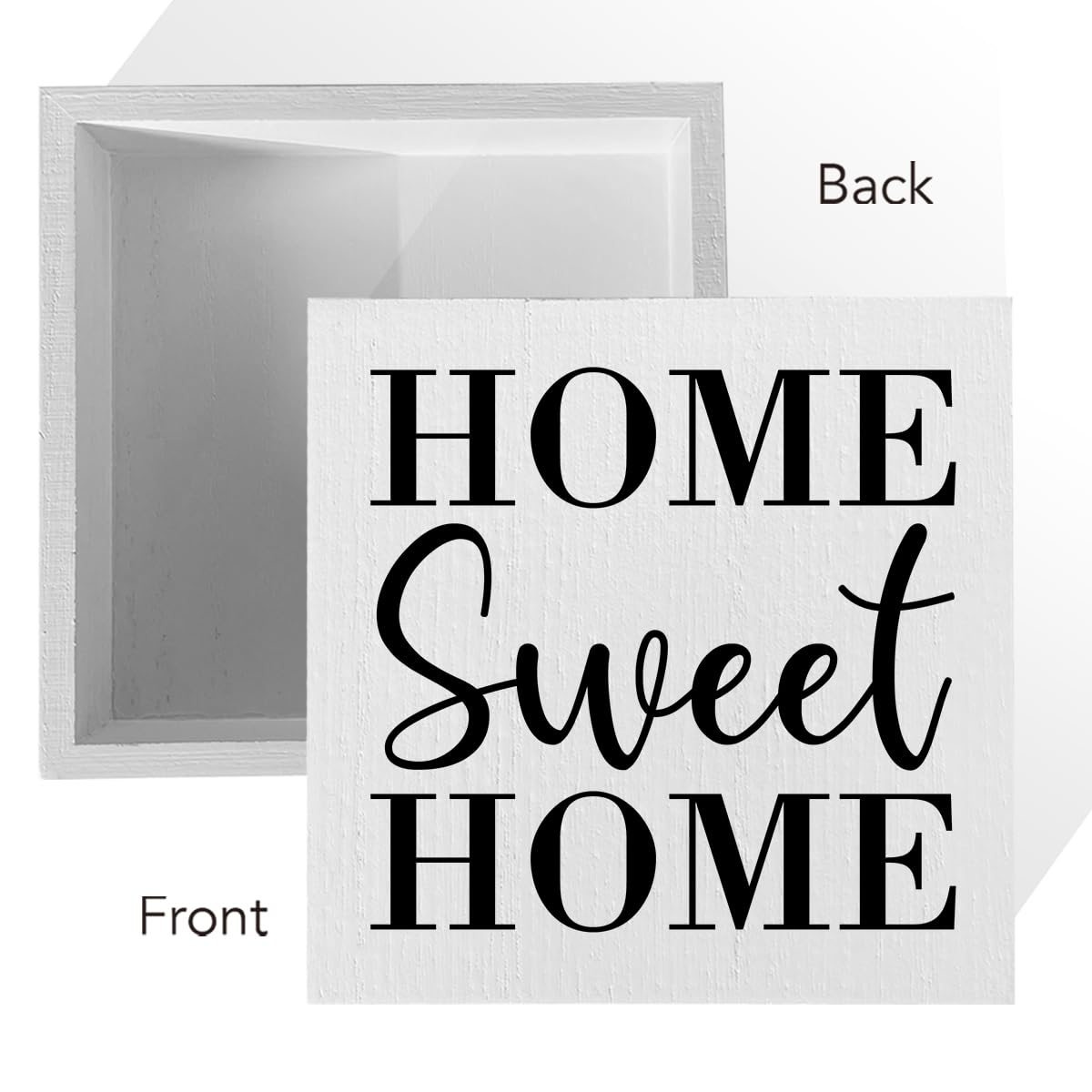 Home Sweet Home Rustic Farmhouse Style Wood Sign Art 5 x 5 Inch Wooden Box Plaque
