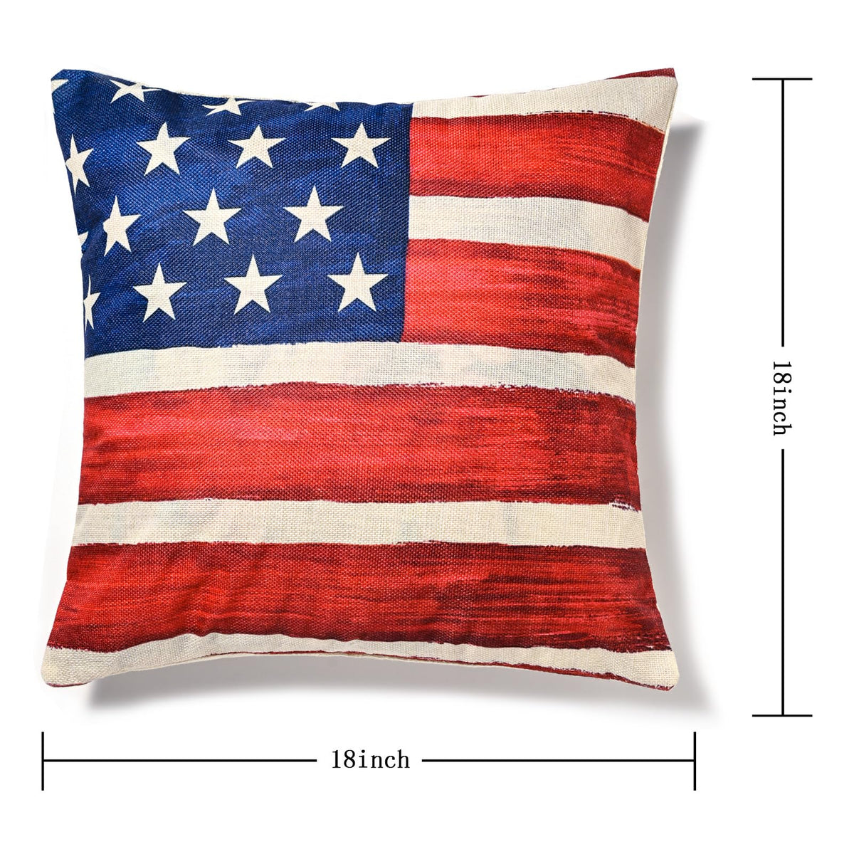 Patriotic Decor-Throw Pillow Covers 18x18 in Set of 4,4th of July Linen Pillow Case for Independence Day