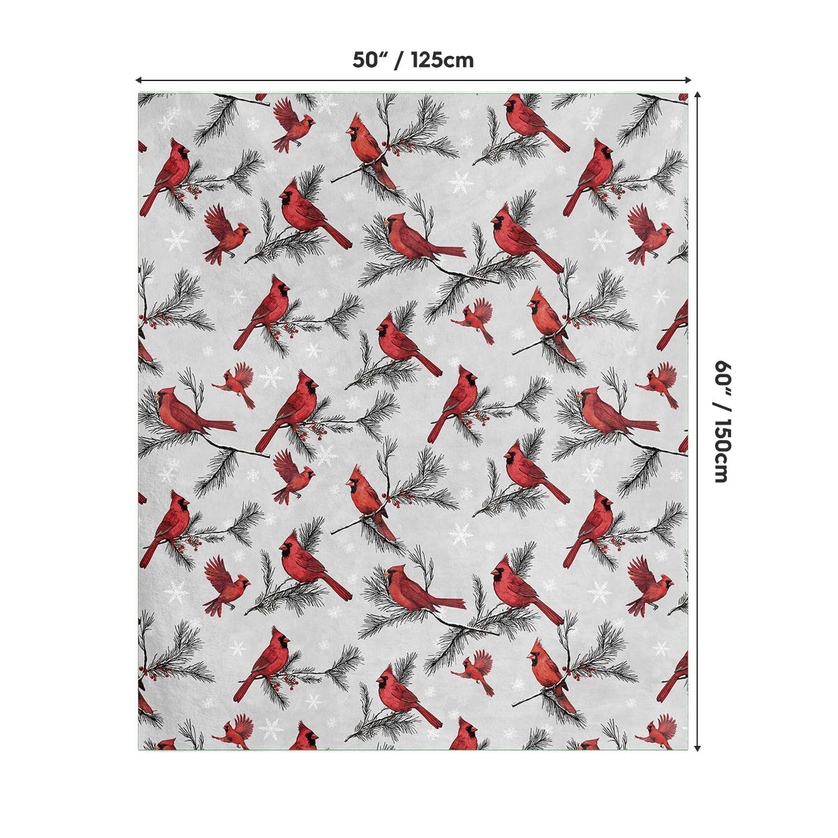 Christmas Flannel Blanket Throw, Cardinal Bird Pine Cone Soft Fuzzy Plush Cozy Fleece Blankets