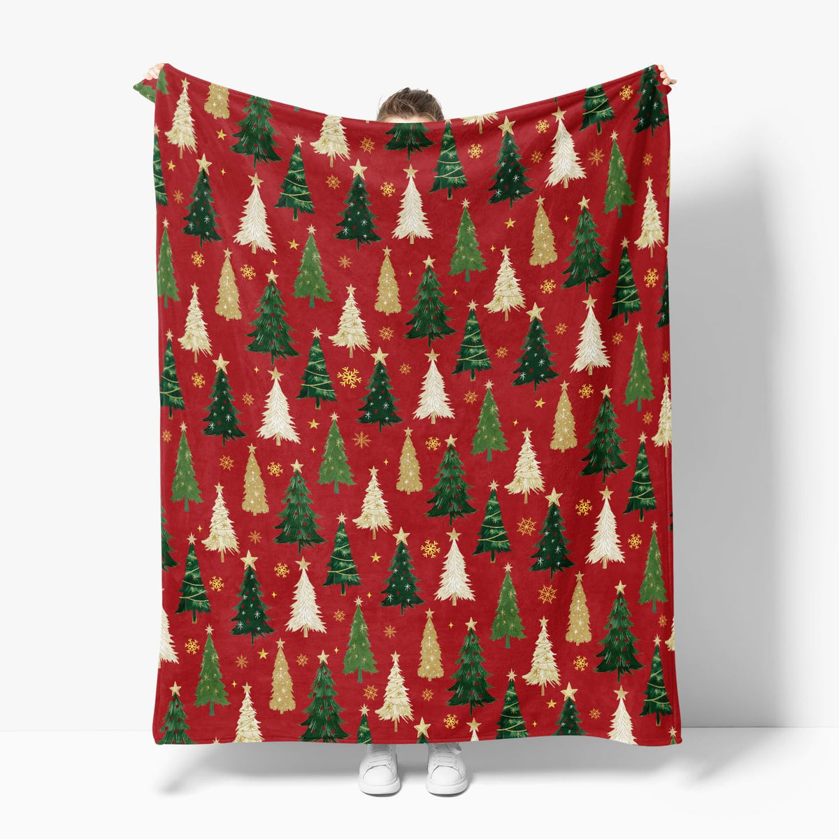 Christmas Flannel Blanket Throw, Christmas Red Tree Soft Fuzzy Plush Cozy Fleece Blankets