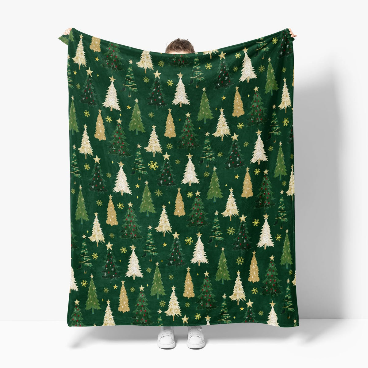 Christmas Flannel Blanket Throw, Christmas Green Tree Soft Fuzzy Plush Cozy Fleece Blankets