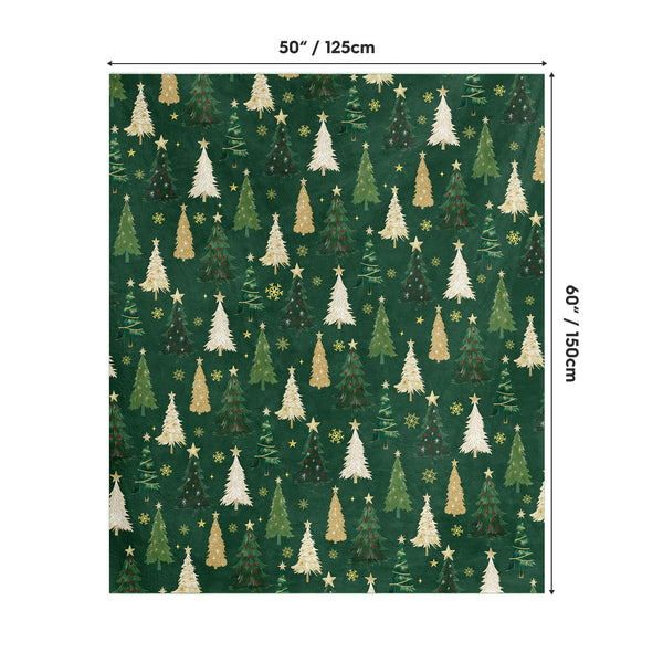 Christmas Flannel Blanket Throw, Christmas Green Tree Soft Fuzzy Plush Cozy Fleece Blankets