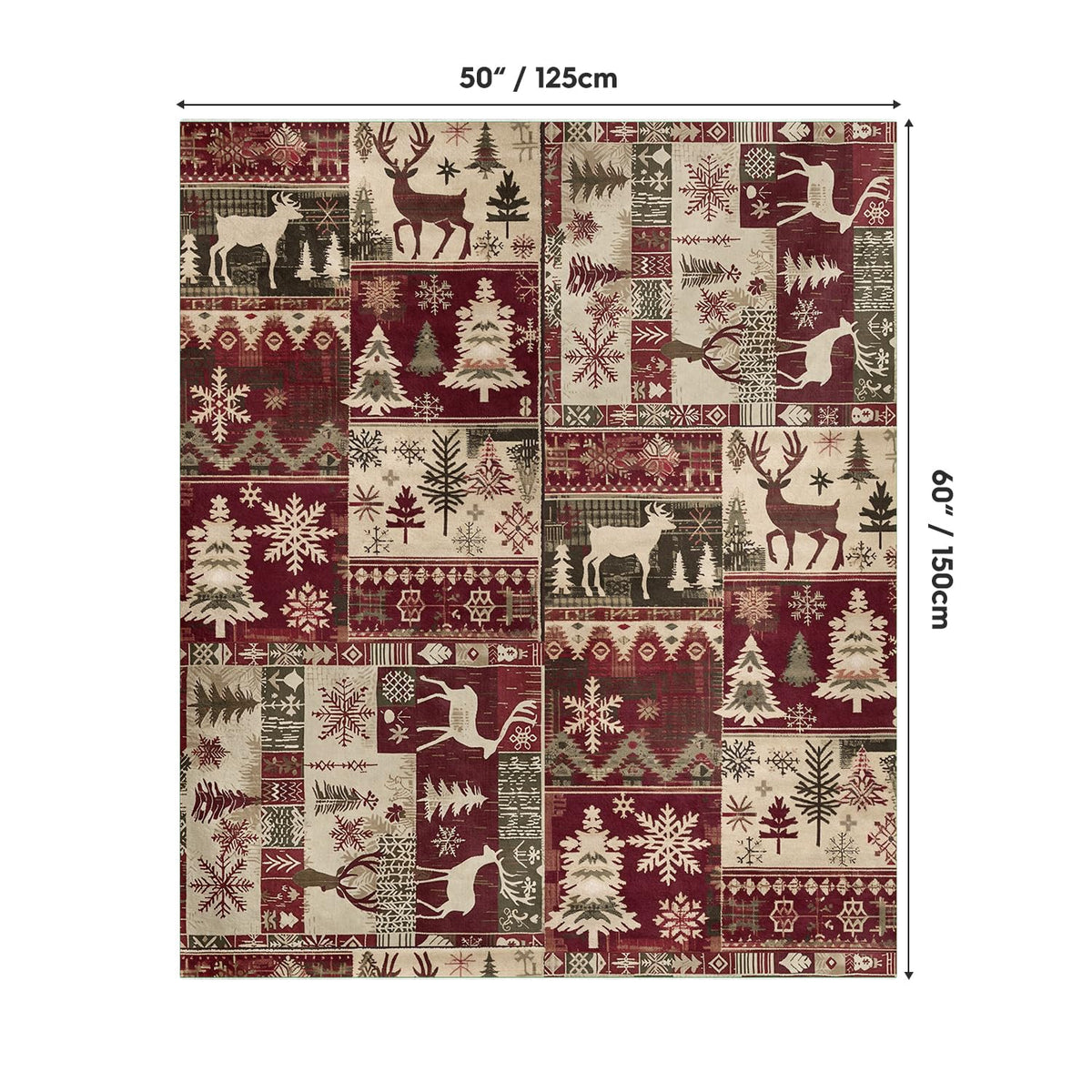 Christmas Flannel Blanket Throw, Christmas Red Reindeer Snow Soft Fuzzy Plush Cozy Fleece Blankets