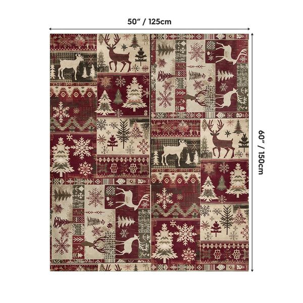 Christmas Flannel Blanket Throw, Christmas Red Reindeer Snow Soft Fuzzy Plush Cozy Fleece Blankets