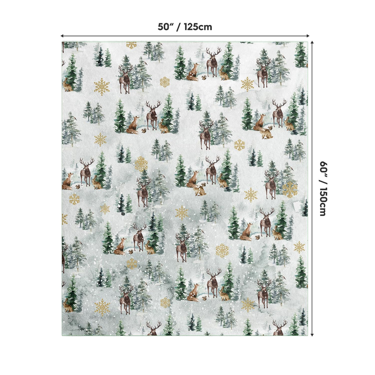 Christmas Flannel Blanket Throw, Christmas Trees Reindeer Snow Soft Fuzzy Plush Cozy Fleece Blankets