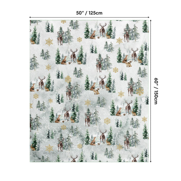 Christmas Flannel Blanket Throw, Christmas Trees Reindeer Snow Soft Fuzzy Plush Cozy Fleece Blankets