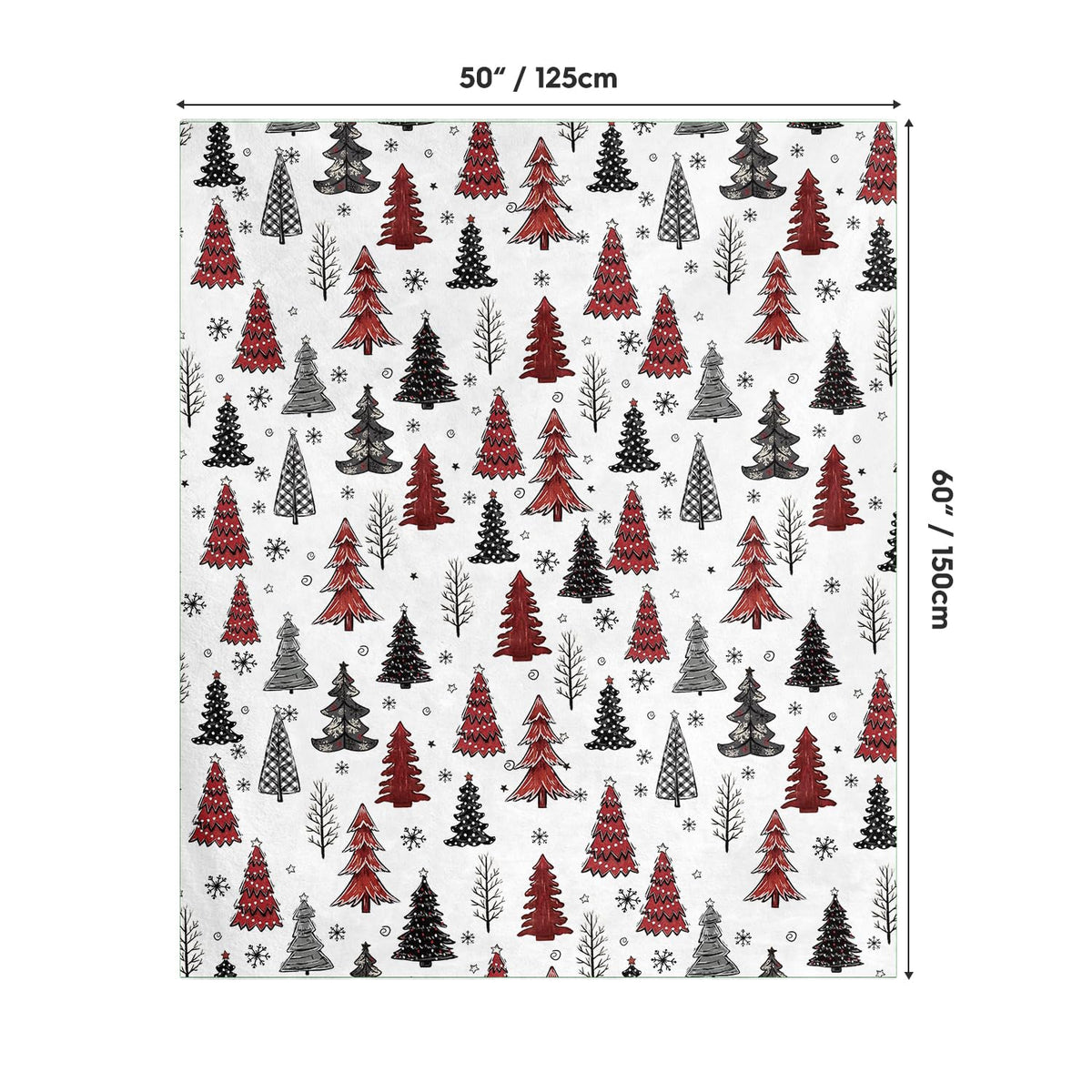 Christmas Flannel Blanket Throw, Christmas Trees Buffalo Plaid Dots Soft Fuzzy Plush Cozy Fleece Blankets