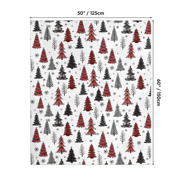 Christmas Flannel Blanket Throw, Christmas Trees Buffalo Plaid Dots Soft Fuzzy Plush Cozy Fleece Blankets