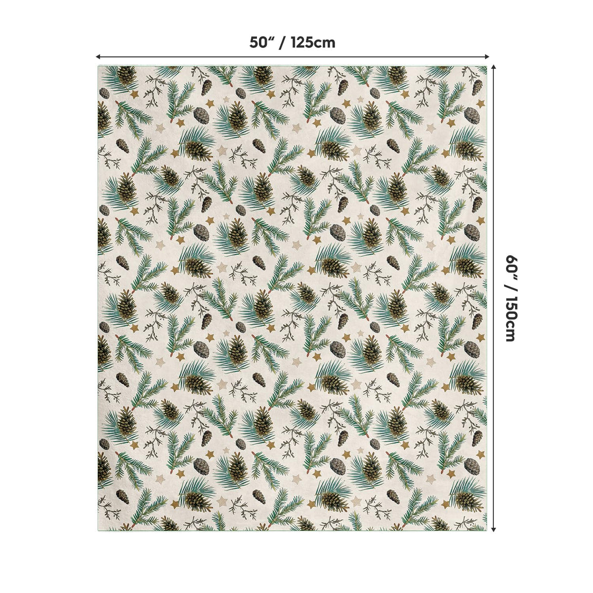 Christmas Flannel Blanket Throw, Holly Pine Cone Soft Fuzzy Plush Cozy Fleece Blankets