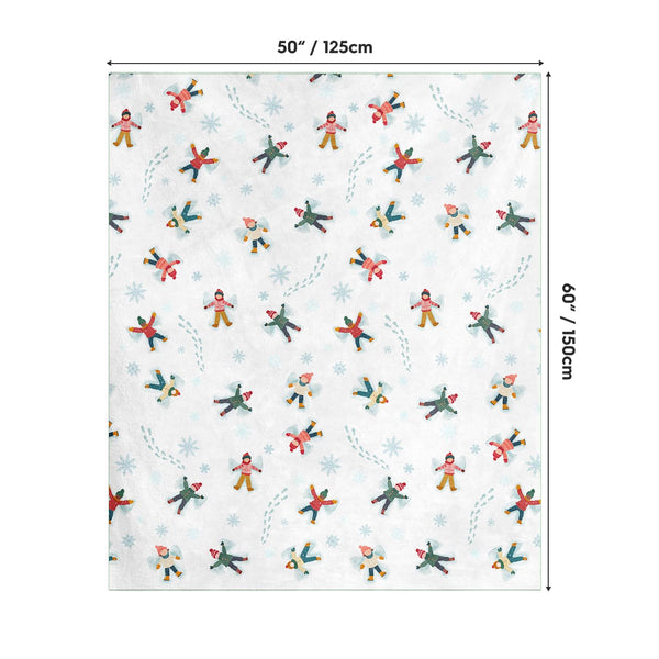 Christmas Flannel Blanket Throw, People Play in The Snow Soft Fuzzy Plush Cozy Fleece Blankets for Couch Sofa Bed