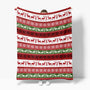 Christmas Flannel Blanket Throw, Green Reindeer Soft Fuzzy Plush Cozy Fleece Blankets