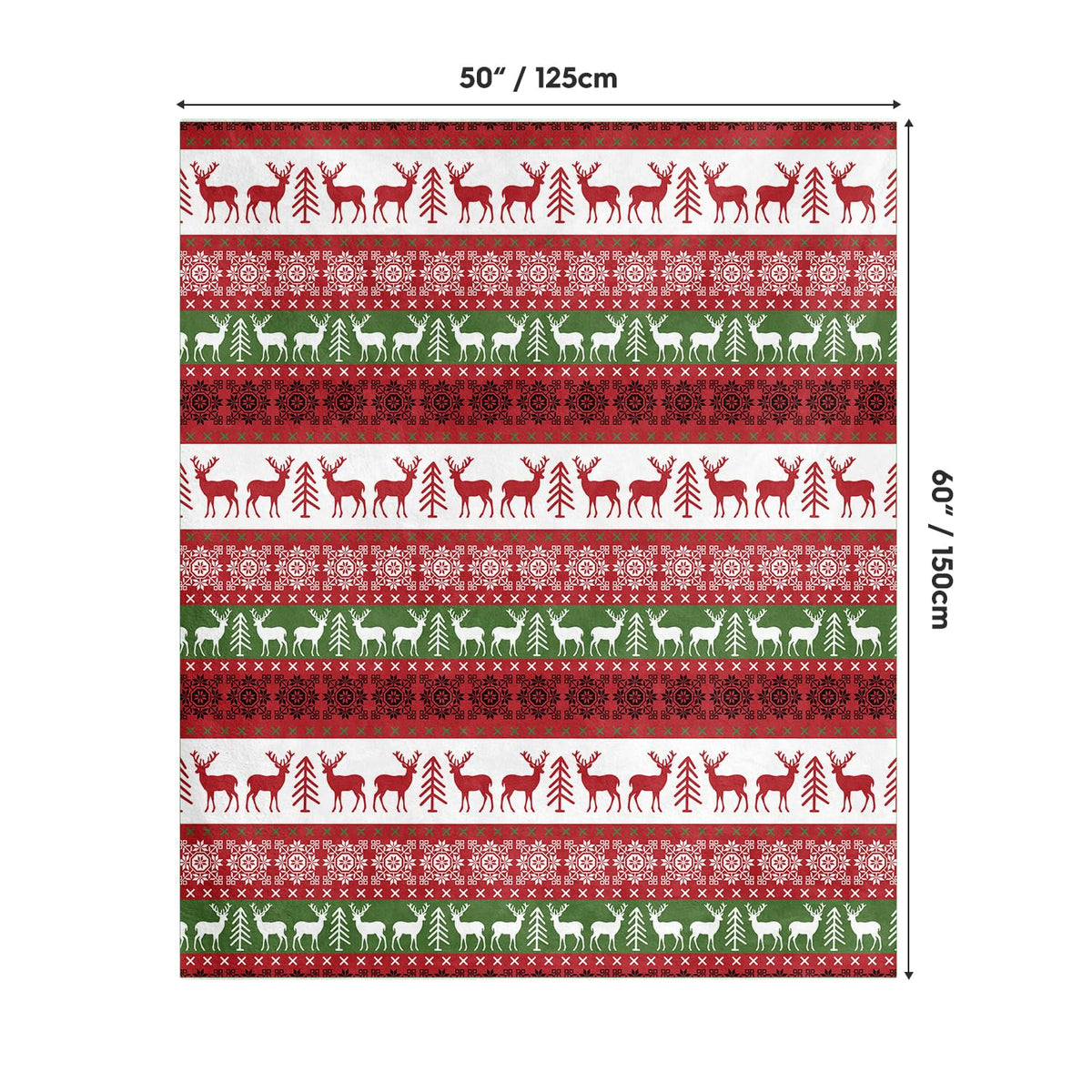 Christmas Flannel Blanket Throw, Green Reindeer Soft Fuzzy Plush Cozy Fleece Blankets