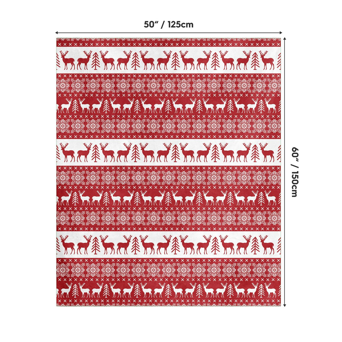 Christmas Flannel Blanket Throw, Red Reindeer Soft Fuzzy Plush Cozy Fleece Blankets