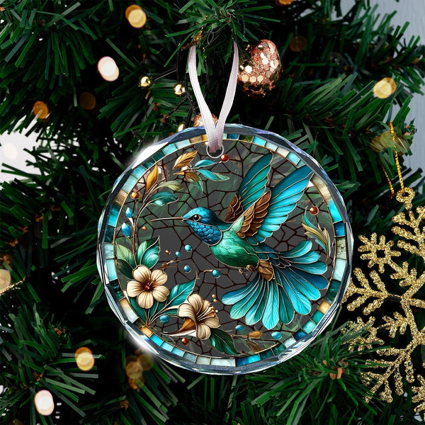 Hummingbird Ornaments for Christmas Tree - Stained Glass Hummingbird Gifts for Women, Unique Crystal Glass Ornaments