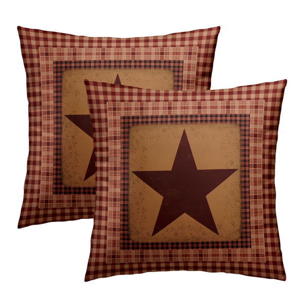 Western Pillow Covers 18x18 Inch Set of 2 Texas Star Throw Pillow Covers Red Check Star