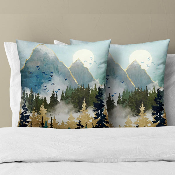 Mountain Woodland Pillow Cover 18x18 Inch Set of 2 Forest Nature Landscape Decorative Boho Mountains