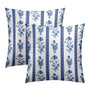 Chinoiserie Floral Pillow Covers 18x18 Inch Neutral Floral Blue Striped