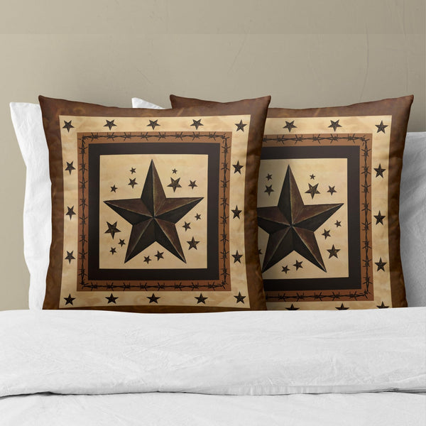 Western Texas Star Throw Pillow Covers Set of 2 Brown Rustic Western Style Retro