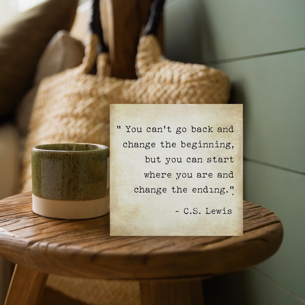 Inspirational Quotes Office Decor for Men, Rustic Wooden Block Plaque Box Sign for Home Office