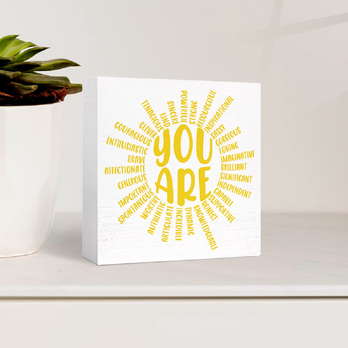 Inspirational Wood Box Sign You Are Sun Wooden Block Signs Motivational Quote Desk Décor