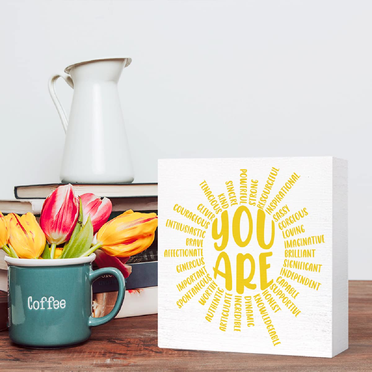 Inspirational Wood Box Sign You Are Sun Wooden Block Signs Motivational Quote Desk Décor