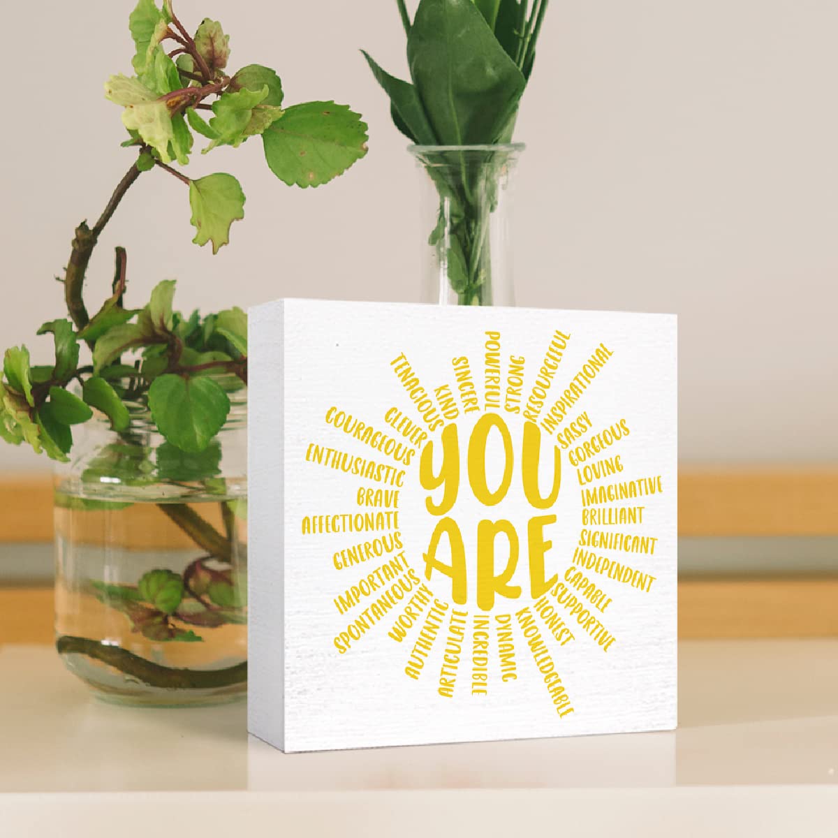 Inspirational Wood Box Sign You Are Sun Wooden Block Signs Motivational Quote Desk Décor