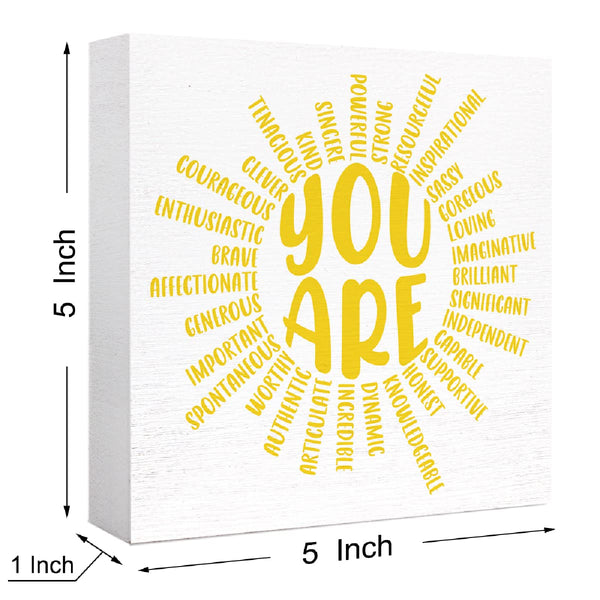 Inspirational Wood Box Sign You Are Sun Wooden Block Signs Motivational Quote Desk Décor