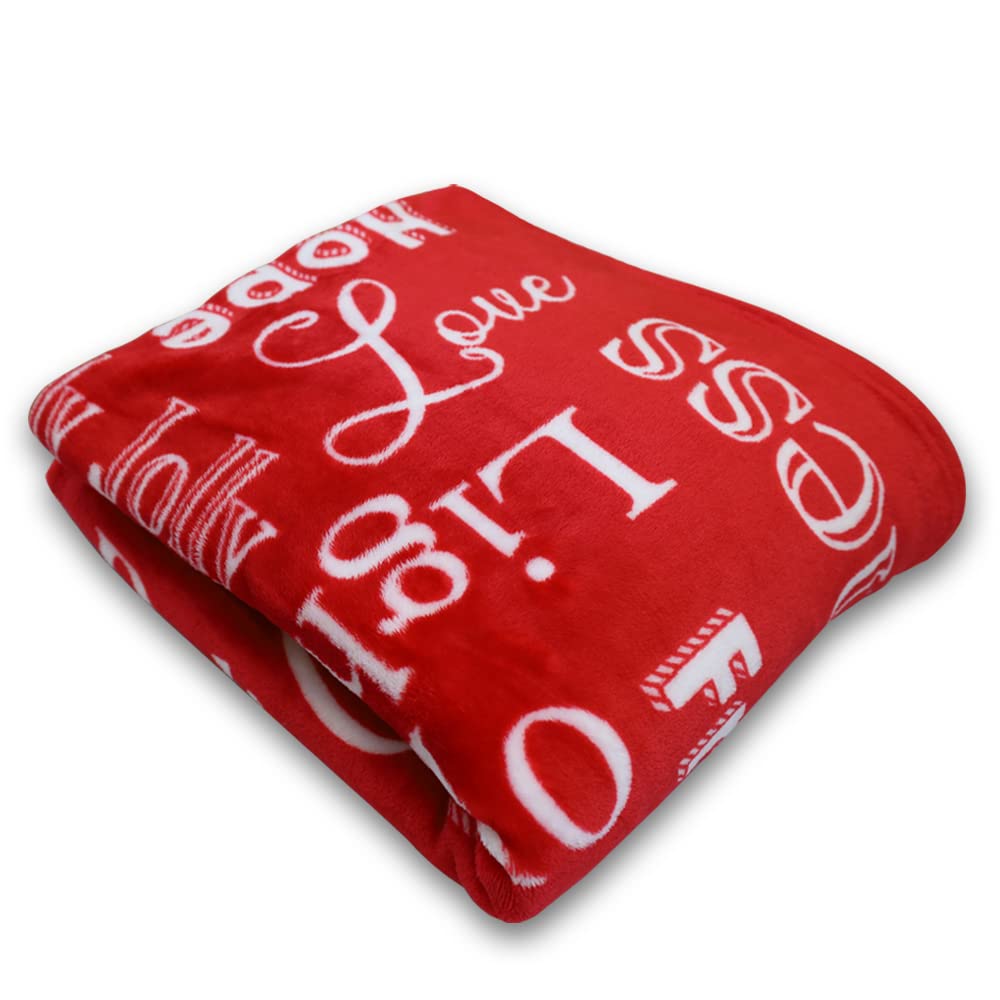 Inspiring Messages (Red) Christmas Super Soft Throw Blanket - 50x60 Throw Blanket for Bedroom, Living Room, Spring Time