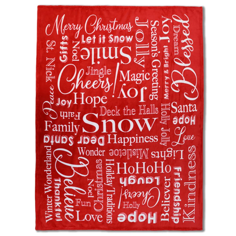 Inspiring Messages (Red) Christmas Super Soft Throw Blanket - 50x60 Throw Blanket for Bedroom, Living Room, Spring Time