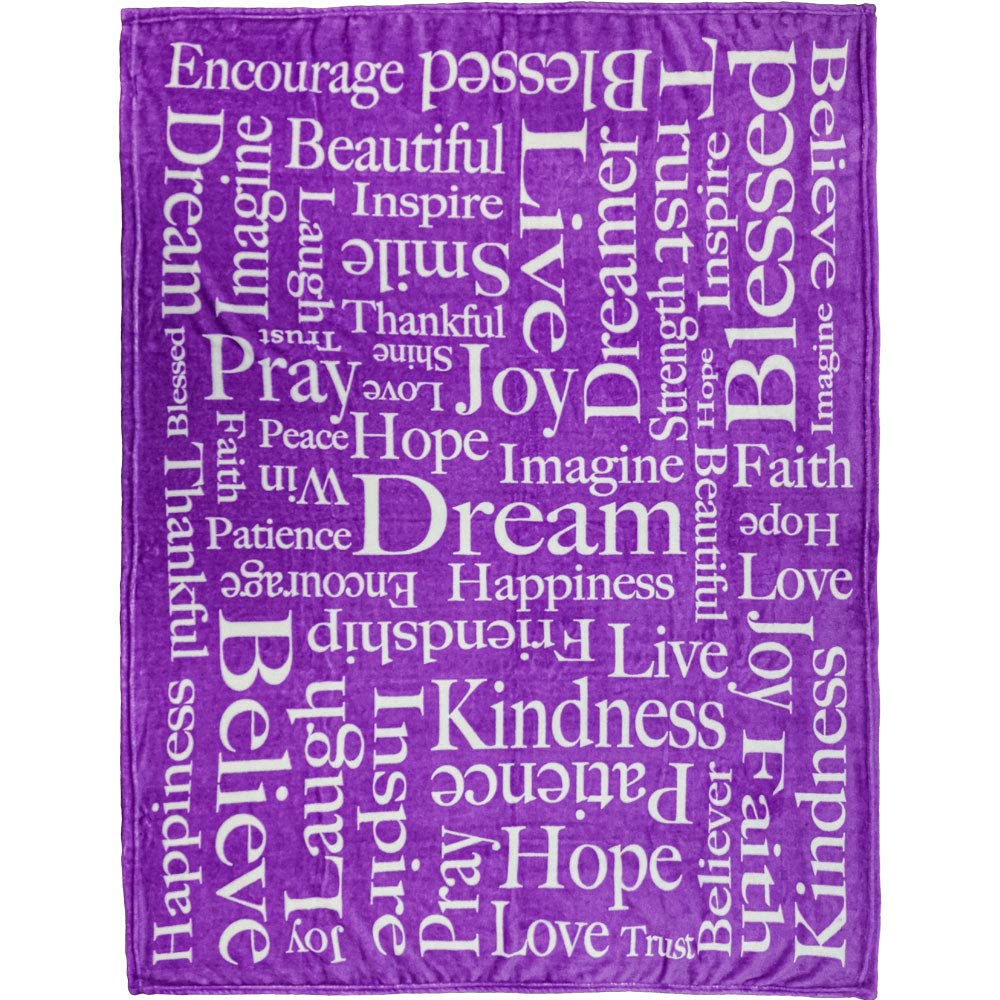 Inspiring Words Purple Super Soft Throw Blanket - 50x60 Throw Blanket for Bedroom, Living Room, Spring Time