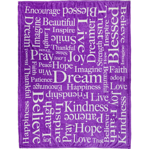 Inspiring Words Purple Super Soft Throw Blanket - 50x60 Throw Blanket for Bedroom, Living Room, Spring Time