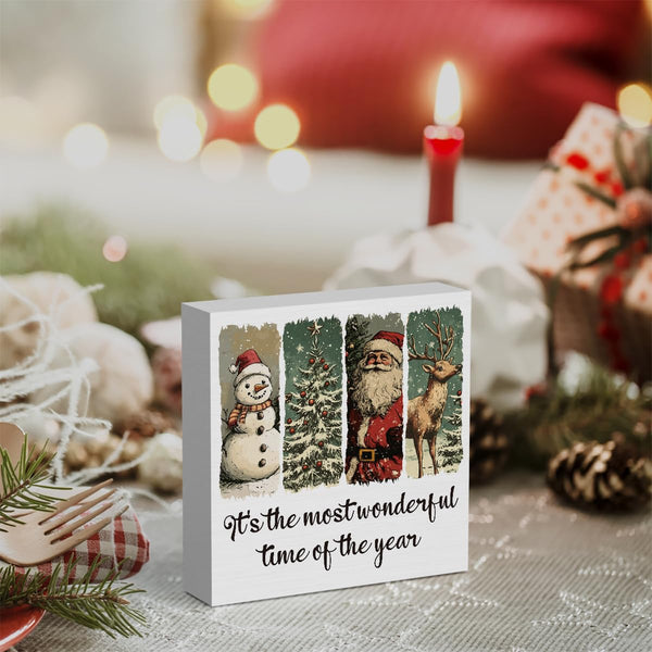Christmas Decorations, It's The Most Wonderful Time of The Year Sign, Christmas Indoor Sign, Home Decor for Desk Table Shelf 5 X 5 inch