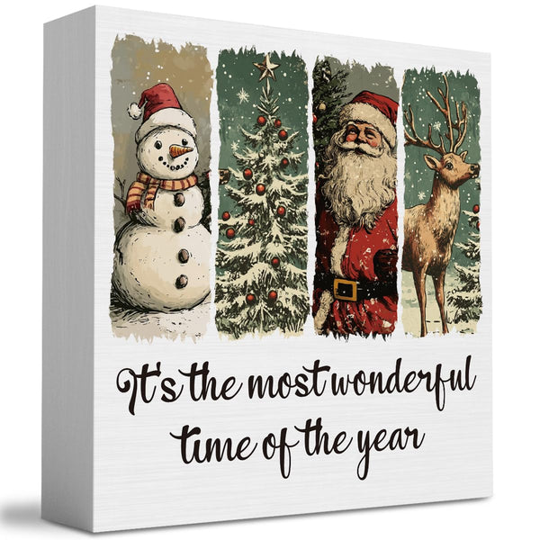 Christmas Decorations, It's The Most Wonderful Time of The Year Sign, Christmas Indoor Sign, Home Decor for Desk Table Shelf 5 X 5 inch