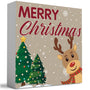 Reindeer Merry Christmas Sign Christmas Decorations for Home Office Desk Table Shelf 5 x 5 inch