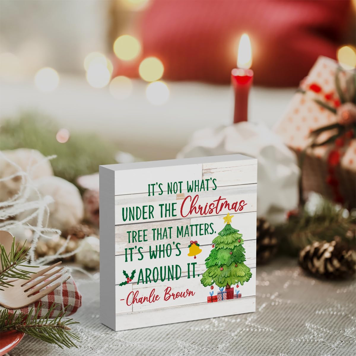 It's Not What's Under The Christmas Tree That Matters Christmas Decor Farmhouse Christmas Santa Artwork Decor