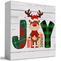 Rustic Winter Merry Christmas Joy Deer Wood Box Sign, Farmhouse Christmas Santa Artwork Decor