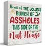 Funny Merry Christmas Home of the Jolliest Wood Box Sign, Farmhouse Christmas Santa Artwork Decor