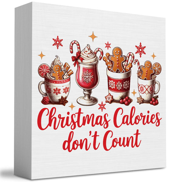 Christmas Kitchen Decorations, Hot Cocoa Sign Gingerbread Home Decor for Table Shelf