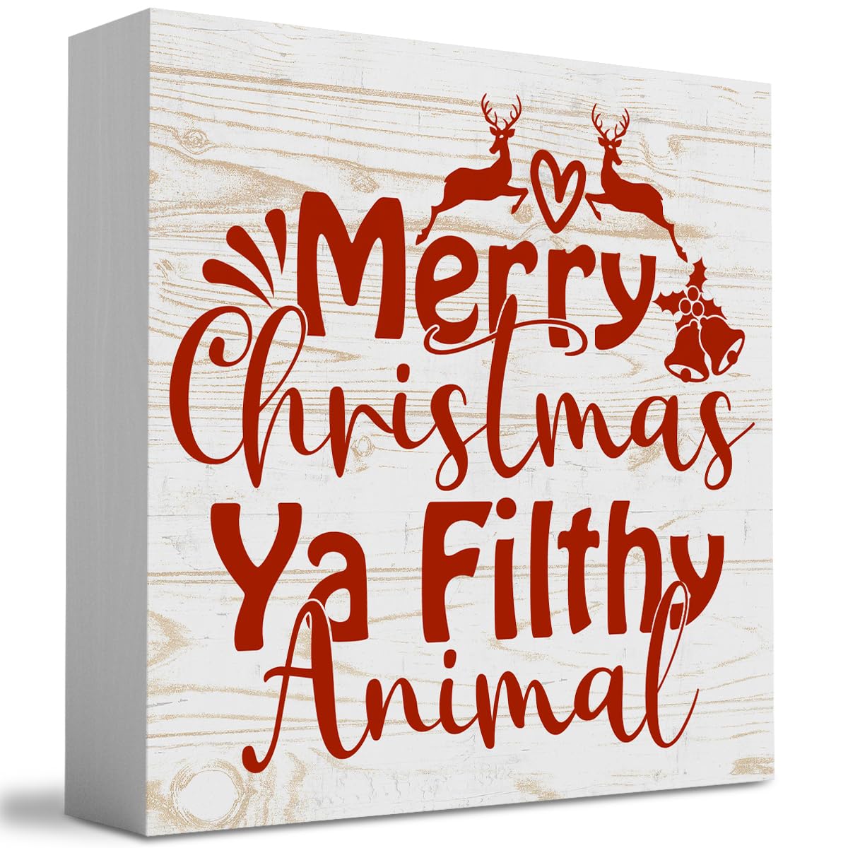 Rustic Winter Merry Christmas Ya Filthy Animal Tree Wood Box Sign