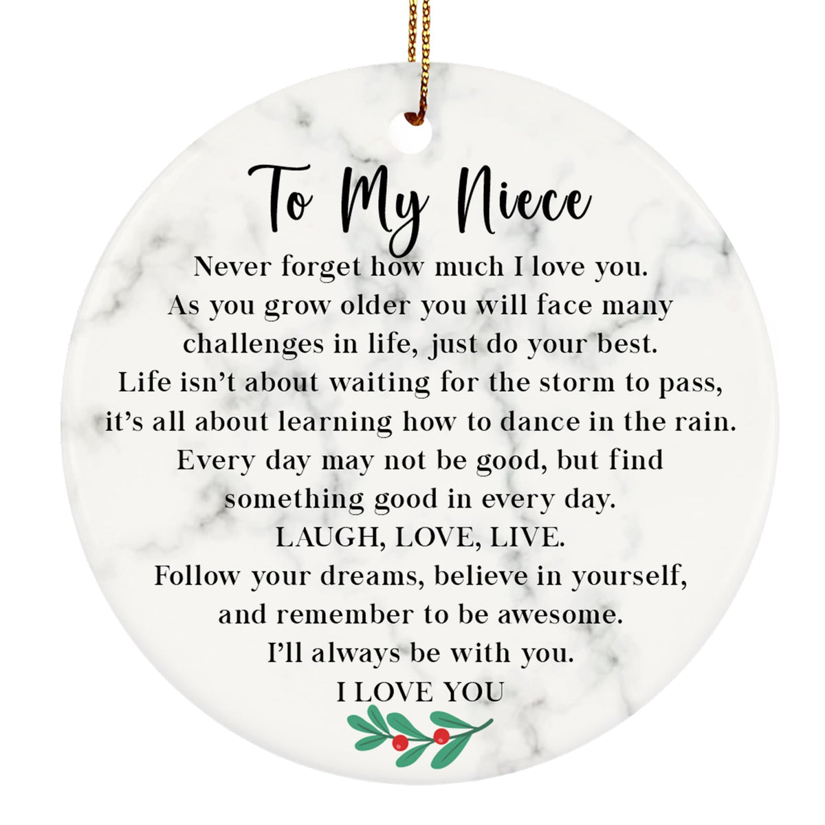 Niece Christmas Ornament from Aunt &amp; Uncle, to My Niece I Love You Christmas Ornament Keepsake