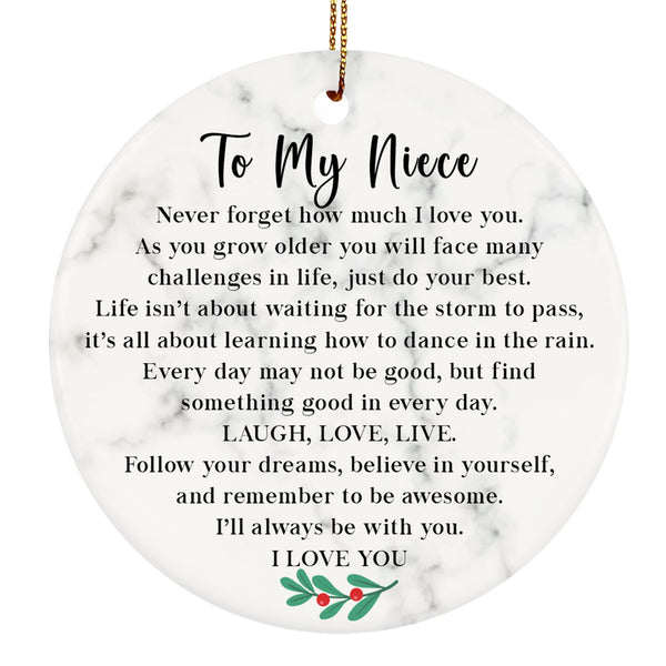 Niece Christmas Ornament from Aunt &amp; Uncle, to My Niece I Love You Christmas Ornament Keepsake